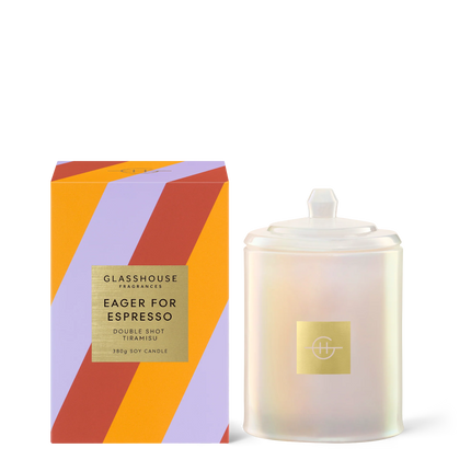 Glasshouse - Eager for Espresso - DOUBLE SHOT TIRAMISU 380G SOY CANDLE - Lillianna Gifts Australia