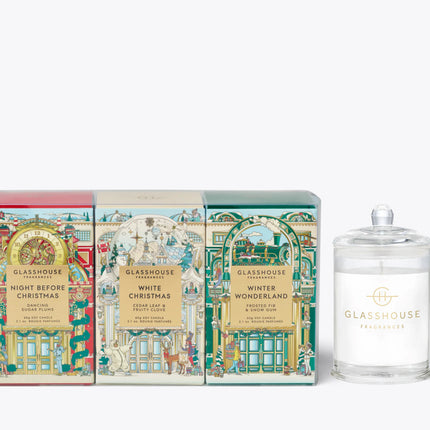 Glasshouse - Christmas Trio 3 x 60g Triple Scented Soy Candle 2025 - Lillianna Gifts Australia