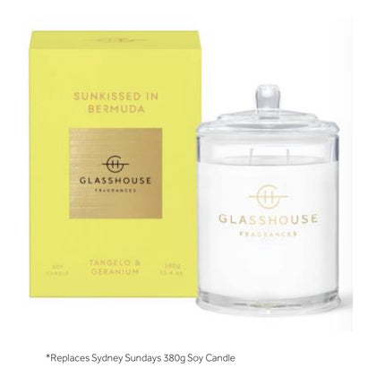 Glasshouse Candle SUNKISSED IN BERMUDA 380g SOY CANDLE - Lillianna Gifts Australia