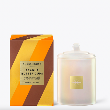 Glasshouse Peanut Butter Cups- Milk Chocolate & Peanut Butter 380g Triple Scented Soy Candle - Lillianna Gifts Australia