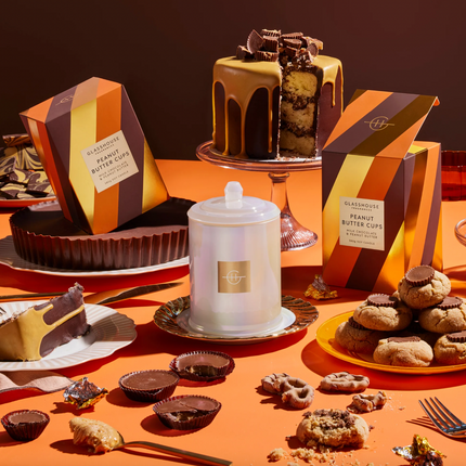 Glasshouse Peanut Butter Cups- Milk Chocolate & Peanut Butter 380g Triple Scented Soy Candle - Lillianna Gifts Australia