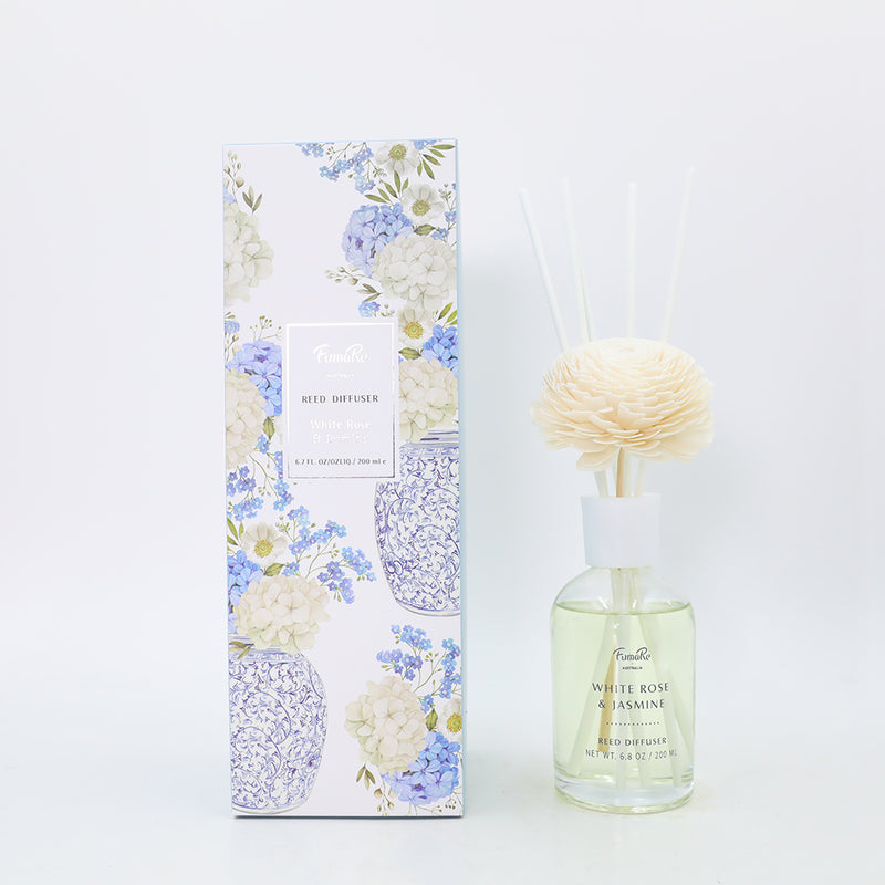 Fumare White Rose and Jasmine Flowers and Diffuser - Lillianna Gifts Australia