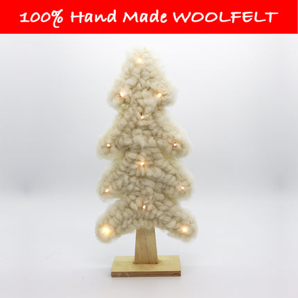 Wool Felt Christmas Tree with Lighting White - Lillianna Gifts Australia