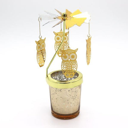 Candle Spinner Mysterious Owl Gold/Silver - Lillianna Gifts Australia