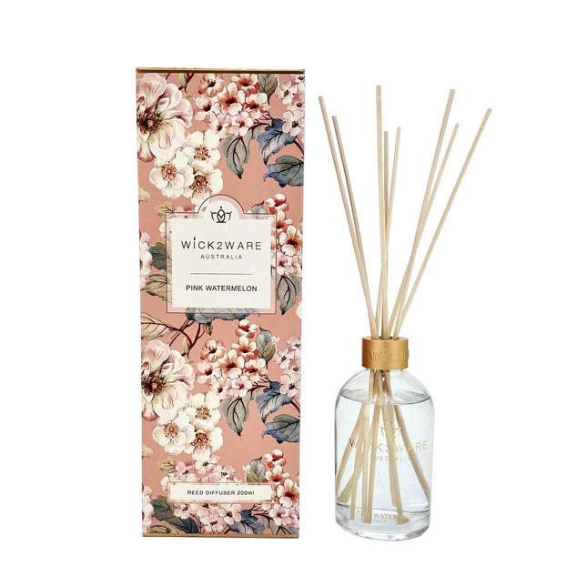 WICK2WARE 200ml Limited PINK WATERMELON Fragrance Diffuser and 380g Candle - Lillianna Gifts Australia