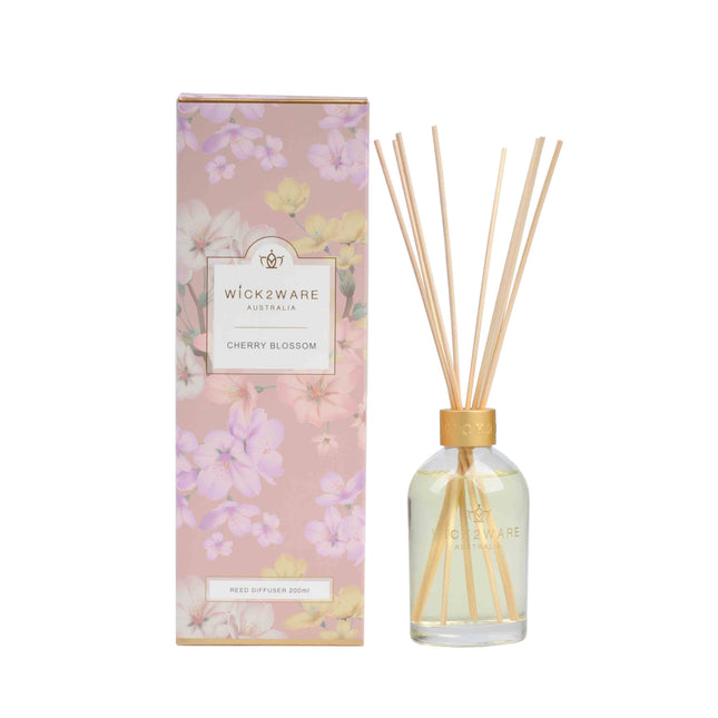 WICK2WARE 200ml Limited CHERRY BLOSSOM Fragrance Diffuser and 380g Candle - Lillianna Gifts Australia
