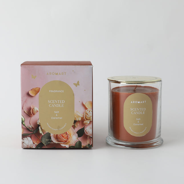 Aromart 350G Limited Scented Candle LT Brown/Salt & Caramel - Lillianna Gifts Australia