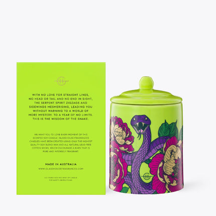 Glasshouse - limited edition WISDOM OF THE SNAKE 380G SOY CANDLE - Lillianna Gifts Australia