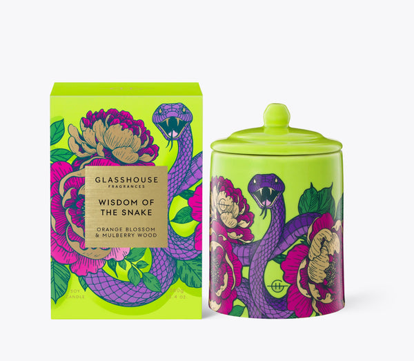 Glasshouse - limited edition WISDOM OF THE SNAKE 380G SOY CANDLE - Lillianna Gifts Australia