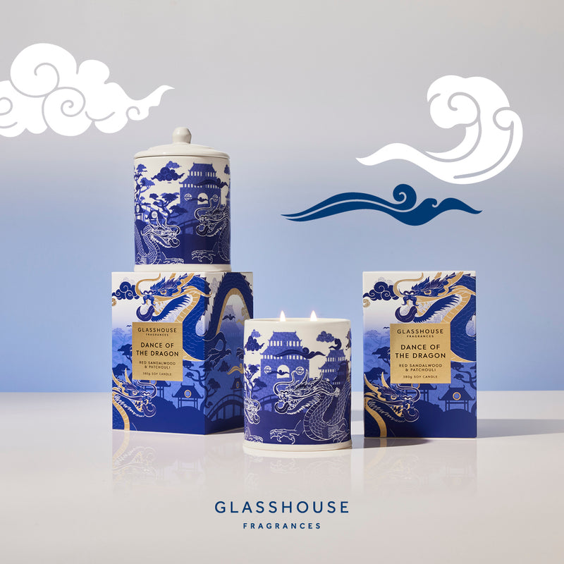 Glasshouse - limited edition DANCE OF THE DRAGON 380G SOY CANDLE - Lillianna Gifts Australia