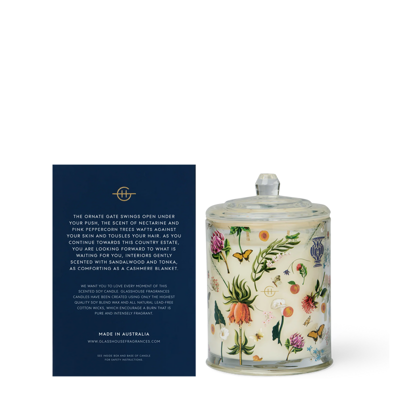 Glasshouse Country Couture - Cashmere & Nectarine 380g Triple Scented Soy Candle - Lillianna Gifts Australia