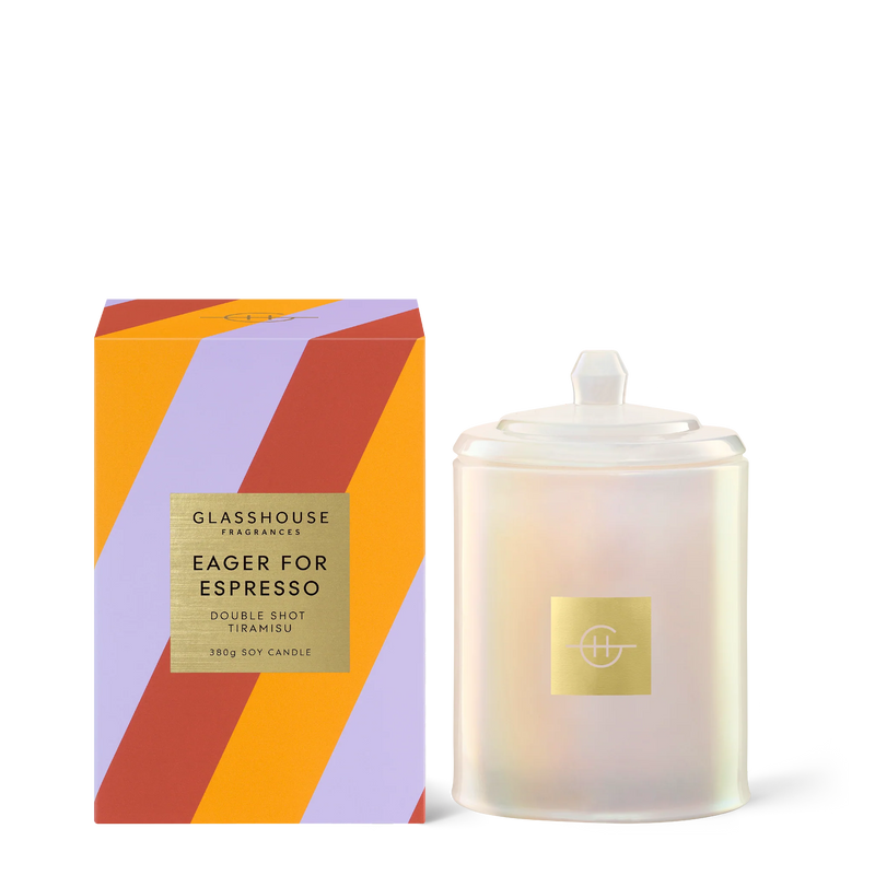 Glasshouse - Eager for Espresso - DOUBLE SHOT TIRAMISU 380G SOY CANDLE - Lillianna Gifts Australia