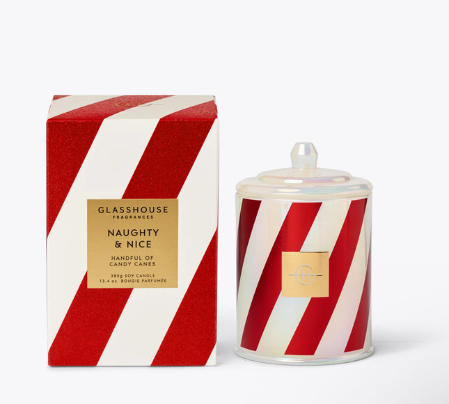 Glasshouse - Christmas - Naughty & Nice Handful of Candy Canes Candle 2025