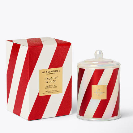 Glasshouse - Christmas - Naughty & Nice Handful of Candy Canes Candle 2025