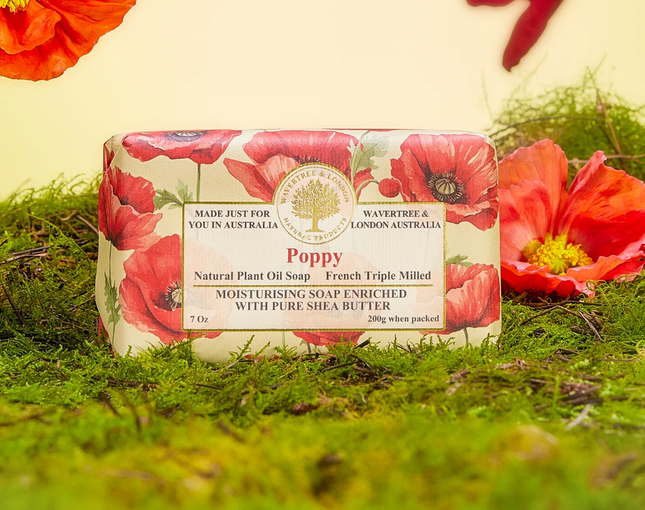 Wavertree & London Poppy Soap Bar 200g - Lillianna Gifts Australia