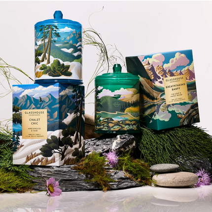 Glasshouse Chalet Chic - Amberwood & Oud 380g Triple Scented Soy Candle - Lillianna Gifts Australia