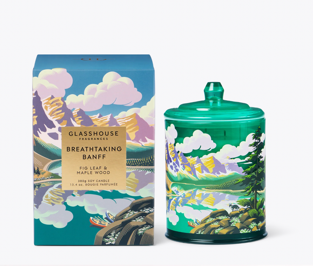 Glasshouse Breathtaking Banff - Maple Wood & Fig Leaf 380g Triple Scented Soy Candle - Lillianna Gifts Australia