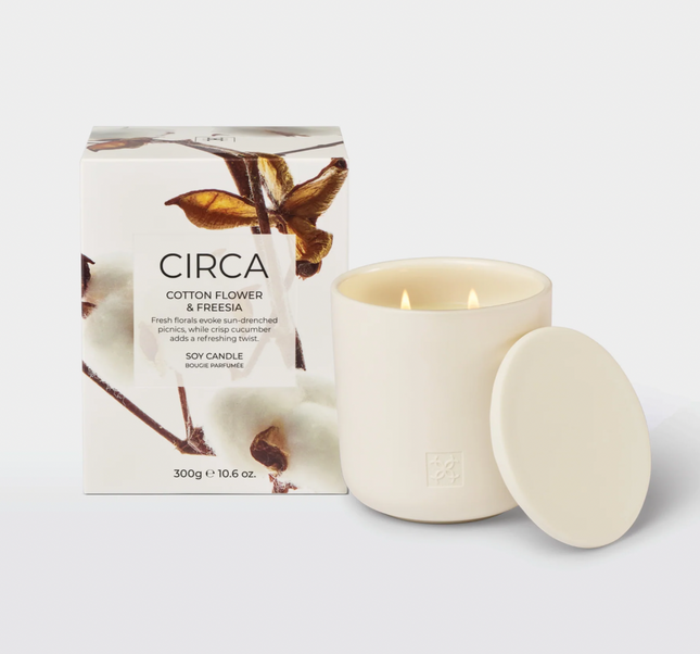 Circa Home Candle Cotton Flower & Freesia 300g & 70g candle & Fragrance Diffuser 250ml - Lillianna Gifts Australia