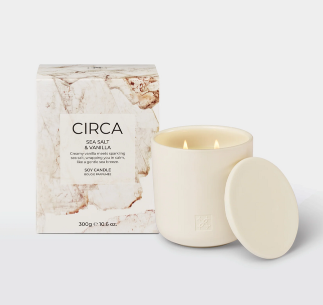 Circa Home Candle Sea Salt & Vanilla 300g & 70g candle & Fragrance Diffuser 250ml - Lillianna Gifts Australia