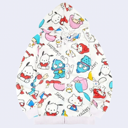 Sanrio Characters Vintage Printed Hoodie - Sanrio White - Lillianna Gifts Australia