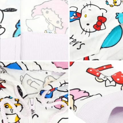 Sanrio Characters Vintage Printed Hoodie - Sanrio White - Lillianna Gifts Australia