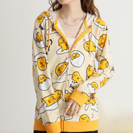 Sanrio Characters Vintage Printed Hoodie - Gudatama - Lillianna Gifts Australia