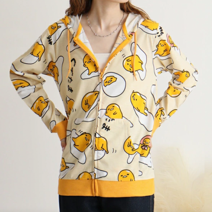 Sanrio Characters Vintage Printed Hoodie - Gudatama - Lillianna Gifts Australia