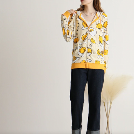 Sanrio Characters Vintage Printed Hoodie - Gudatama - Lillianna Gifts Australia