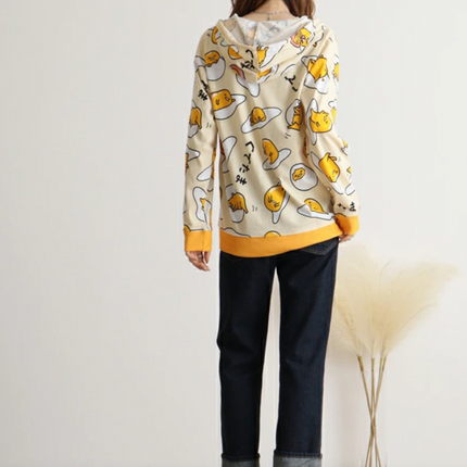 Sanrio Characters Vintage Printed Hoodie - Gudatama - Lillianna Gifts Australia