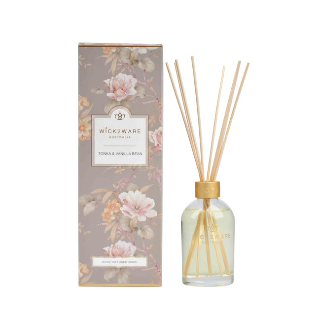 WICK2WARE 200ml Limited Tonka & Vanilla Bean Fragrance Diffuser and 380g Candle - Lillianna Gifts Australia
