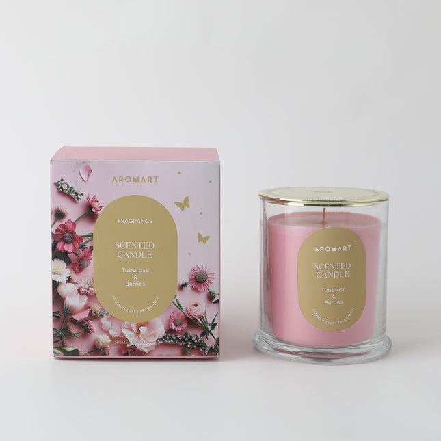 Aromart 350G Limited Scented Candle Pink/Tuberose & Berries - Lillianna Gifts Australia