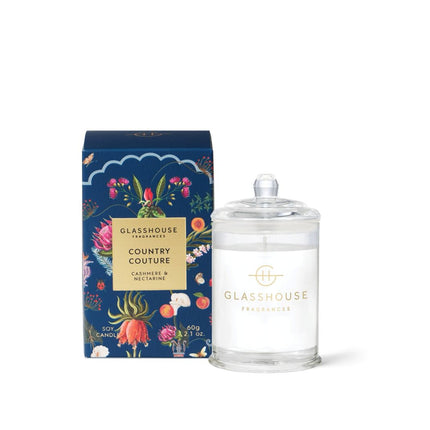 Glasshouse Country Couture - Cashmere & Nectarine 380g Triple Scented Soy Candle - Lillianna Gifts Australia