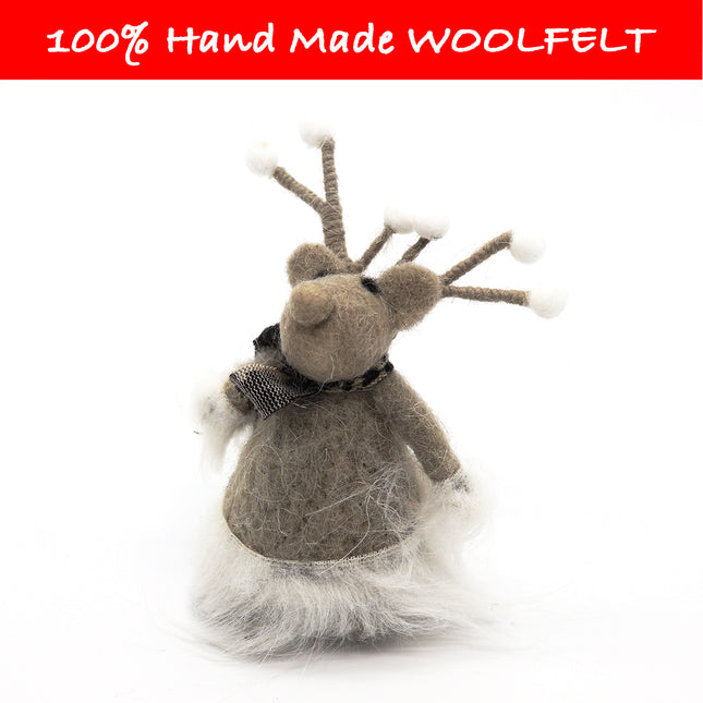 Wool Felt White Dress on Deer - Lillianna Gifts Australia