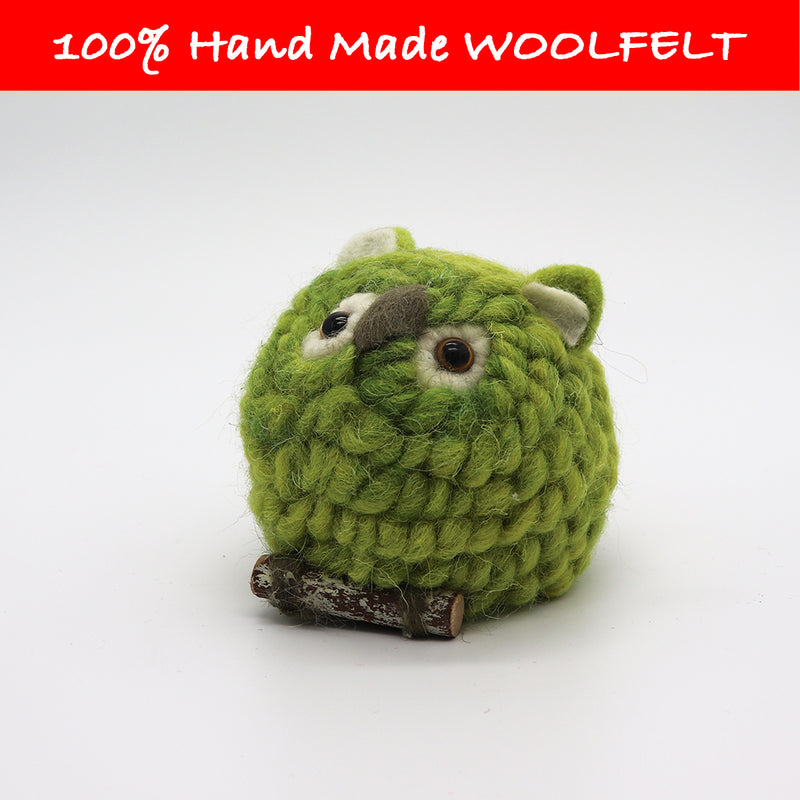 Wool Felt Owl Large Green - Lillianna Gifts Australia