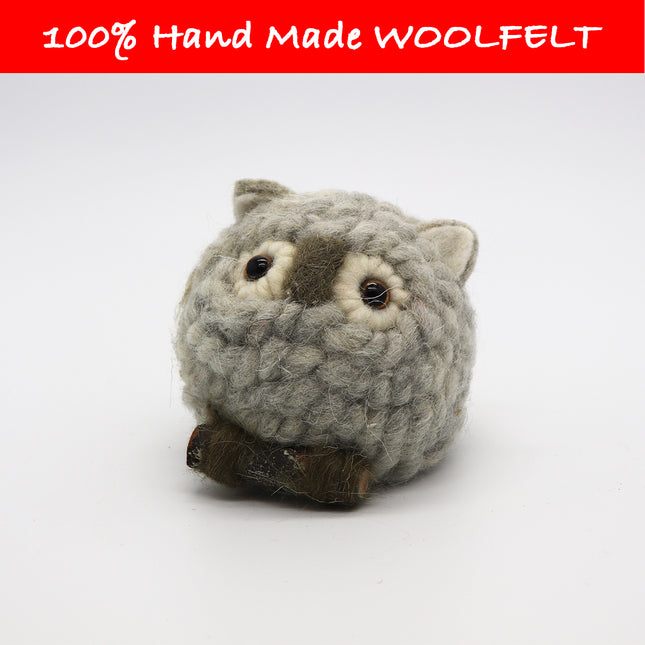 Wool Felt Owl Large Grey - Lillianna Gifts Australia