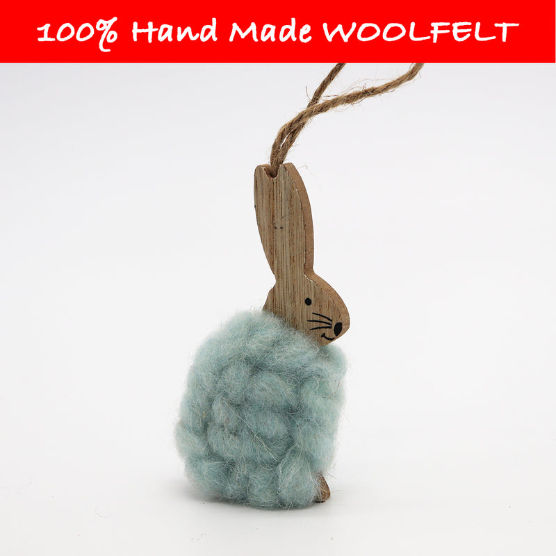 Wool Felt Hanging Rabbit Blue - Lillianna Gifts Australia