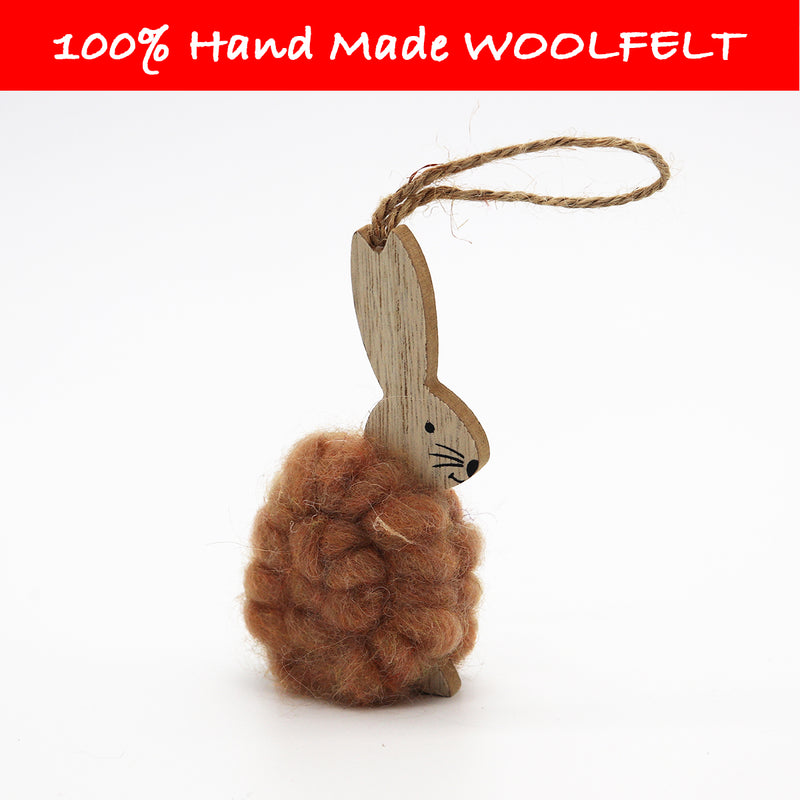Wool Felt Hanging Rabbit Brown - Lillianna Gifts Australia