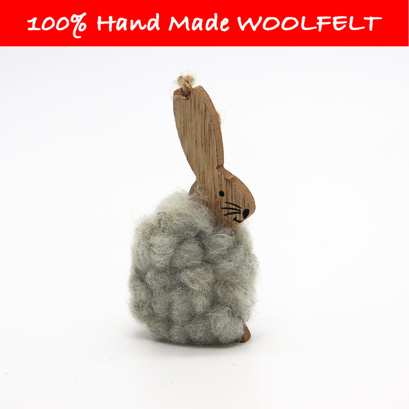 Wool Felt Hanging Rabbit Grey - Lillianna Gifts Australia