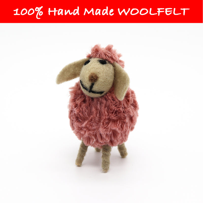 Wool Felt Sheep Small Red - Lillianna Gifts Australia