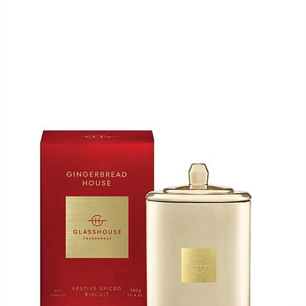 GLASSHOUSE FRAGRANCES GINGERBREAD HOUSE 380G SOY CANDLE - Lillianna Gifts Australia