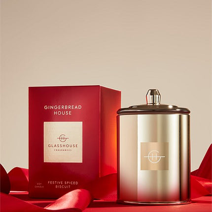 GLASSHOUSE FRAGRANCES GINGERBREAD HOUSE 380G SOY CANDLE - Lillianna Gifts Australia