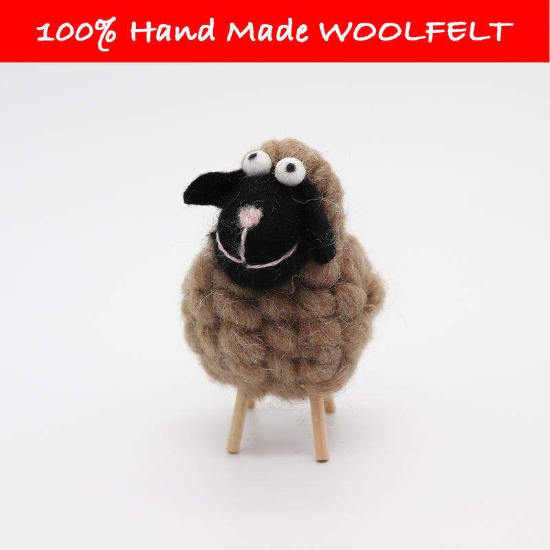 Wool Felt Colourful Little Sheep Brown - Lillianna Gifts Australia