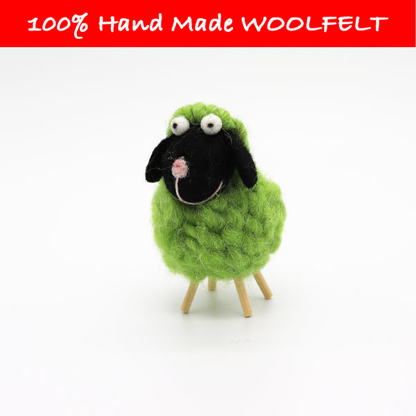 Wool Felt Colourful Little Sheep Green - Lillianna Gifts Australia