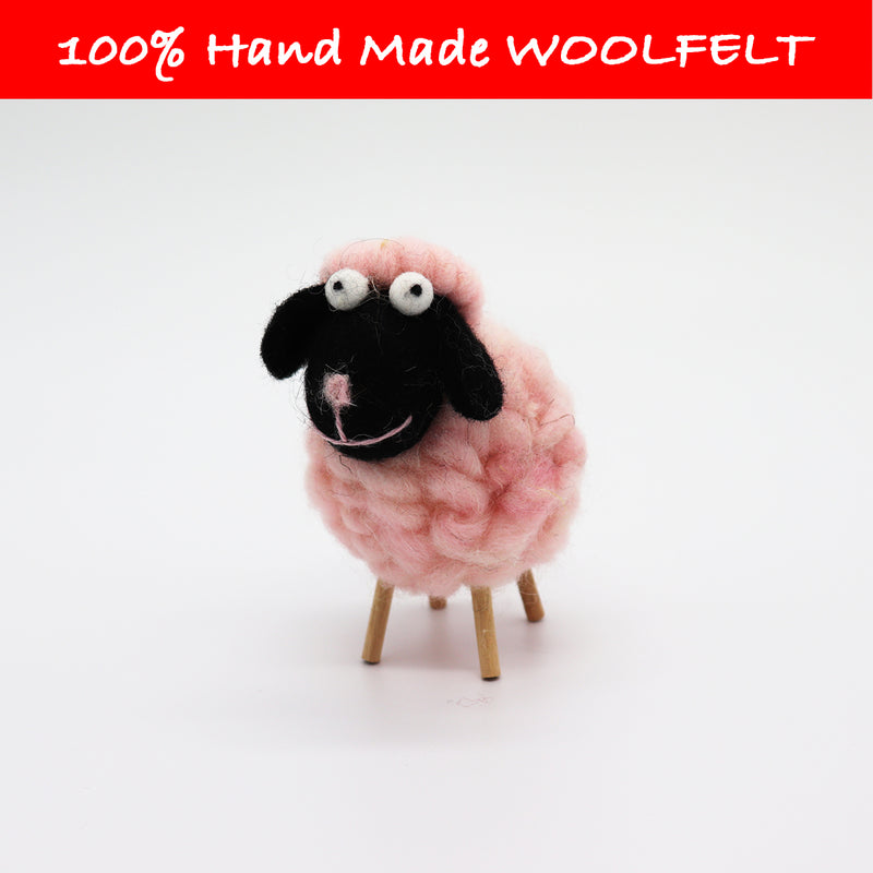 Wool Felt Colourful Little Sheep Pink - Lillianna Gifts Australia