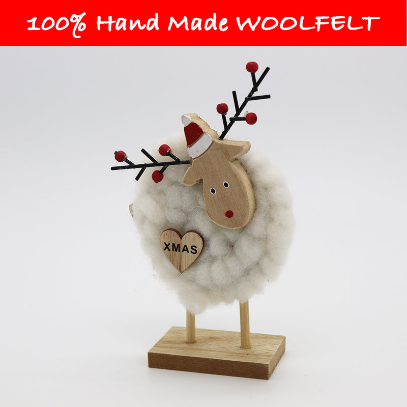 Wool Felt Deer on a Woodchip White - Lillianna Gifts Australia