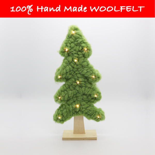 Wool Felt Christmas Tree with Lighting Green - Lillianna Gifts Australia