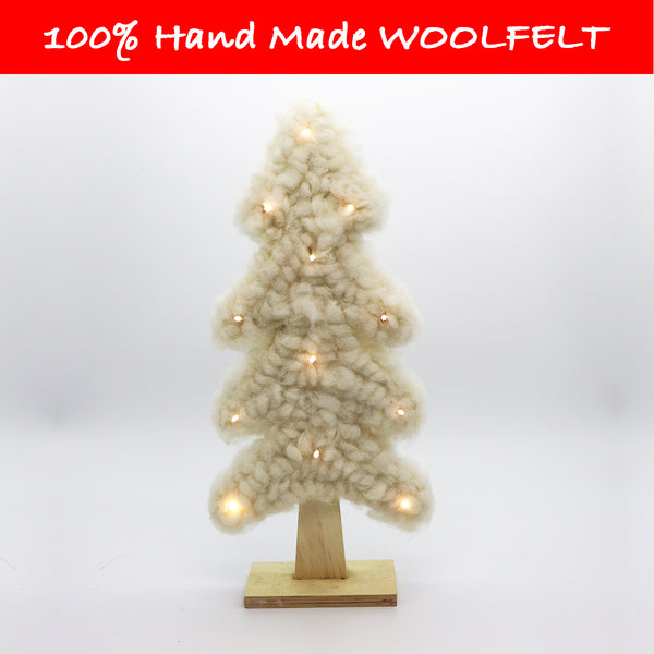 Wool Felt Christmas Tree with Lighting White - Lillianna Gifts Australia