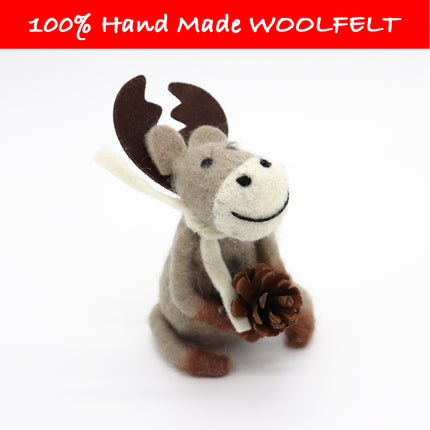 Wool Felt Pine Cone and Deer - Lillianna Gifts Australia