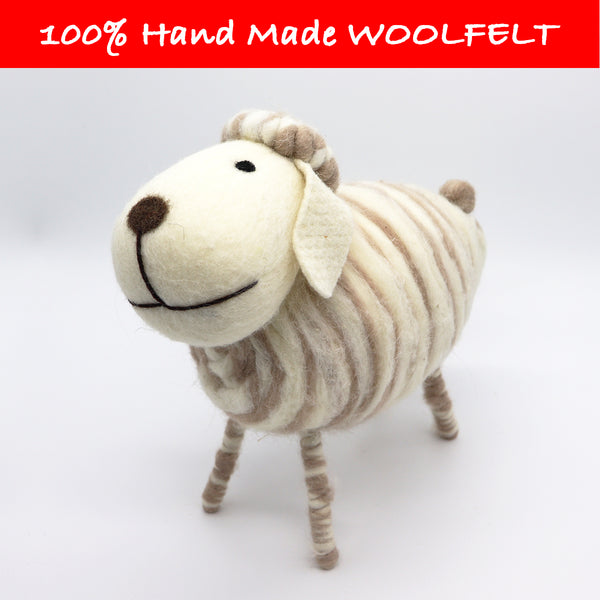 Wool Felt Double Coloured Sheep Brown Large - Lillianna Gifts Australia