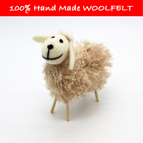 Wool Felt Long Hair Sheep Small - Lillianna Gifts Australia